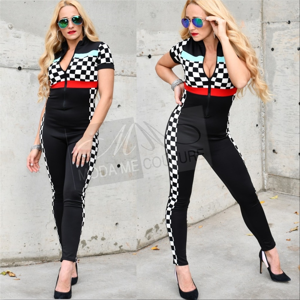 Checker Race Track Jumpsuit - Picture 2 of 4